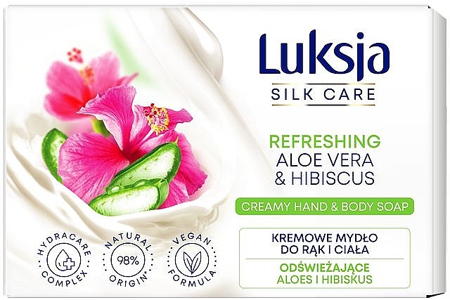 Крем-мыло с алоэ вера и гибискусом - Luksja Silk Care Refreshing Aloe Vera & Hibiscus Creamy Hand & Body Soap — фото N1