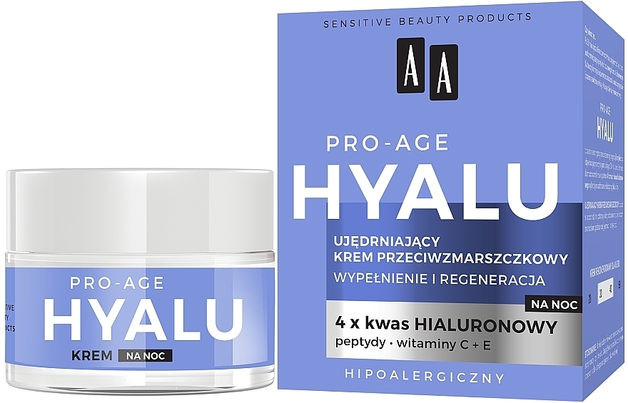 Розгладжувальний нічний крем проти зморщок - AA Hyalu Pro-Age Night Cream
