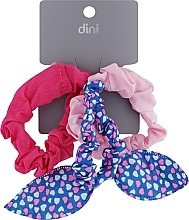 Резинки для волосся "Метелик", AT-14, малинова + рожева + синя в горошок - Dini Every Day — фото N1