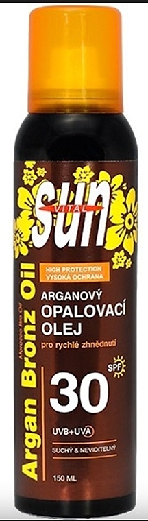 Суха сонцезахисна олія-спрей - Vivaco Sun Argan Bronz Oil Spray SPF30 — фото N1