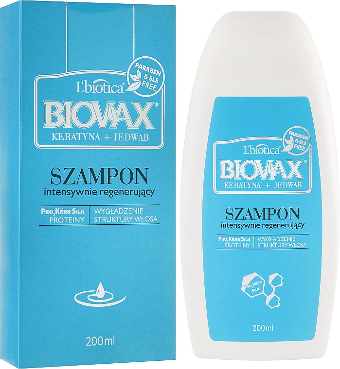 Шампунь для волосся "Кератин + шовк" - L'biotica Biovax Keratin + Silk Shampoo — фото N3