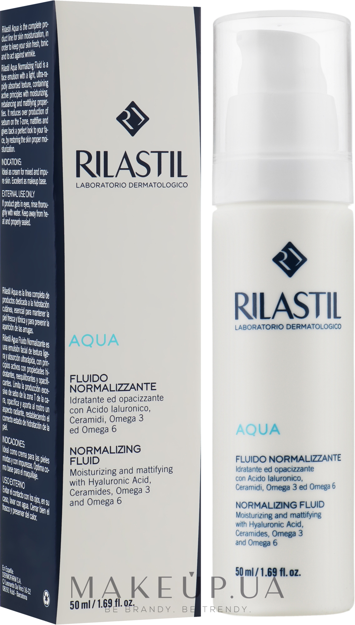 Нормалізувальний флюїд з матувальним ефектом для обличчя - Rilastil Aqua Fluido Normalizzante — фото 50ml