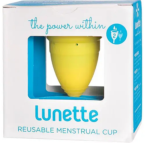 Менструальна чаша, модель 2, жовта - Lunette Reusable Menstrual Cup Yellow Model 2 — фото N1