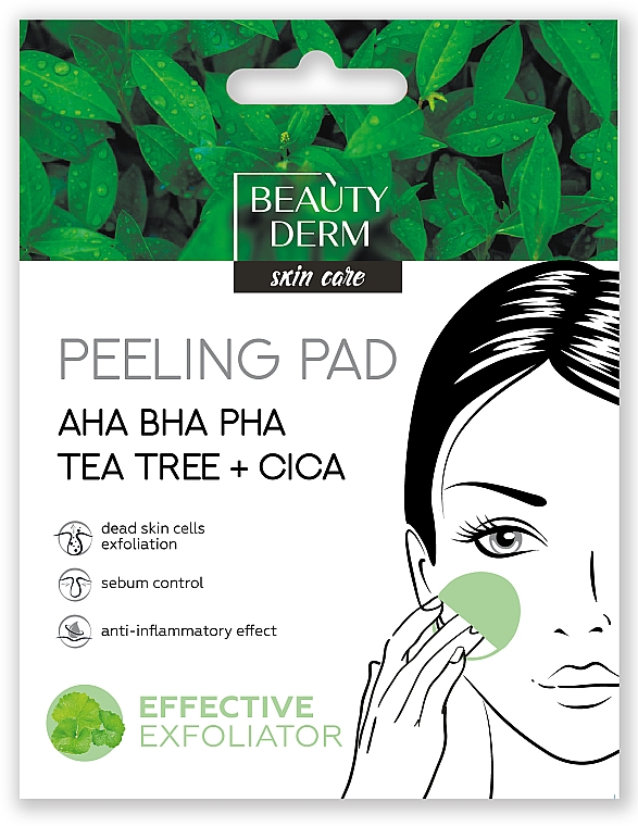 Пілінг-пади для обличчя з чайним деревом та кислотами - Beauty Derm Scin Care Peeling Pad