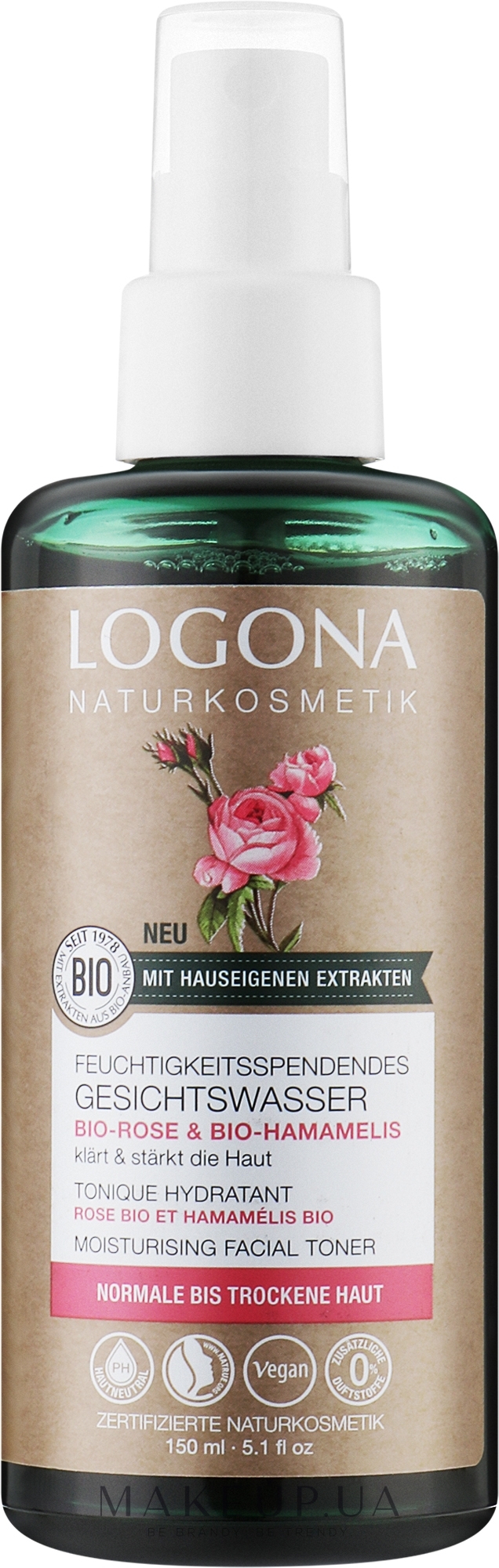 Тонік для обличчя «Троянда та гамамеліс» - Logona Bio-Rose & Bio-Hamamelis Moisturising Facial Toner — фото 150ml