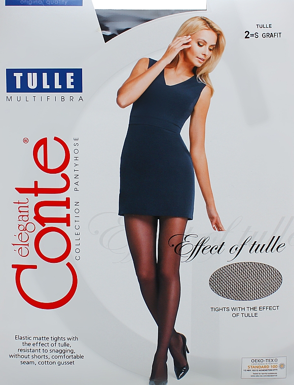 Колготки "Tulle" 30 Den, grafit - Conte