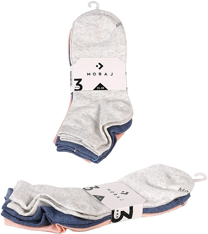 Носки женские короткие, 3 пары, серые/розовые/синие - Moraj — фото N2