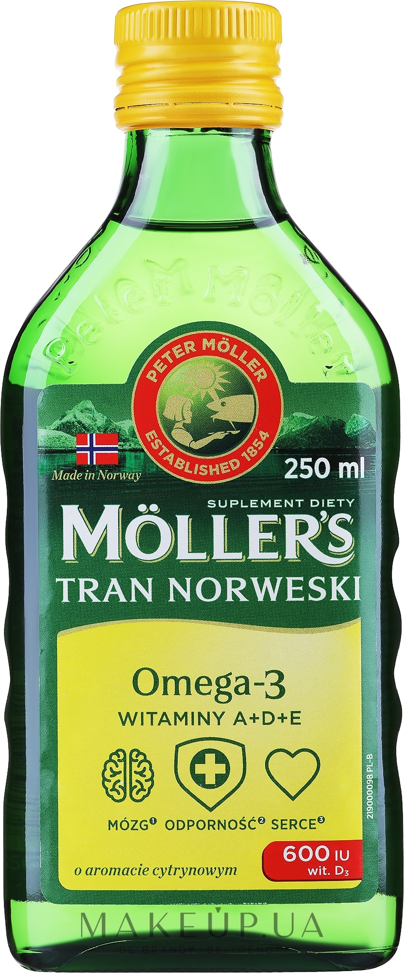Харчова добавка зі смаком лимона "Omega 3 + D3" - Mollers — фото 250ml