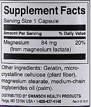 Харчова добавка "Лактат магнію", 84 мг 120 шт. - Swanson Magnesium Lactate — фото N3