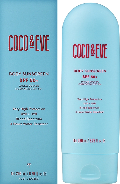 Солнцезащитный крем для тела - Coco & Eve Body Sunscreen SPF 50+ Very High Protection UVA + UVB 4 Hours Water Resistant — фото N1