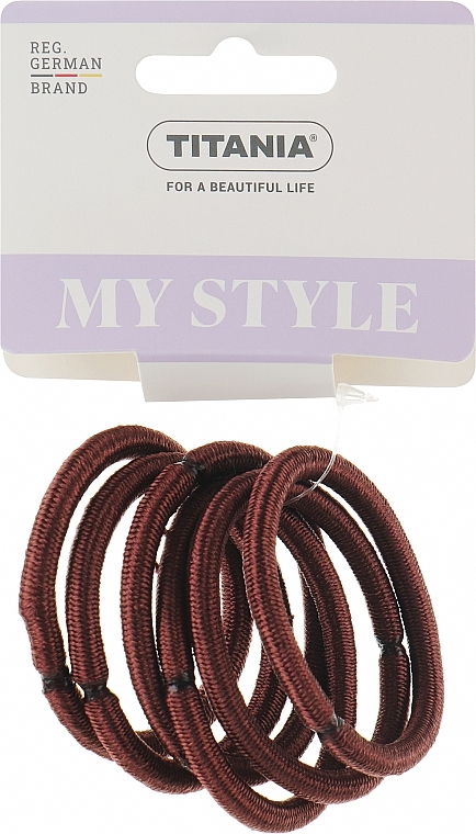Резинки для волос, эластичный, 6 мм, 6шт, коричневый - Titania  — фото N1
