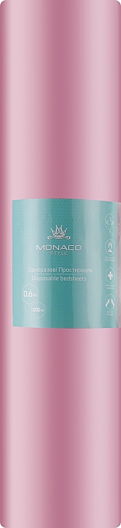 Простыни одноразовые, 0,6х200 м, рулон, розовые - Monaco Style — фото N1