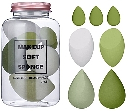 Набор спонжей для макияжа в банке, 7 шт. - Ecarla Makeup Soft Sponge Avocado Green — фото N1