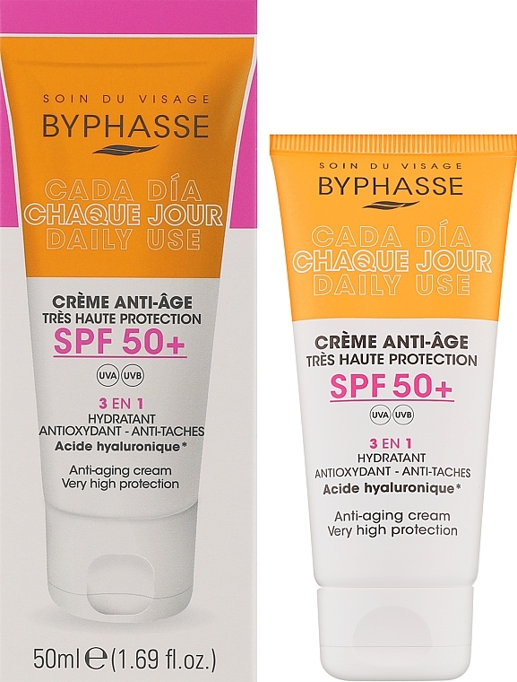 Антивіковий крем для обличчя - Byphasse Daily Use 3-in-1 Anti-Aging Face Cream SPF50 — фото N2