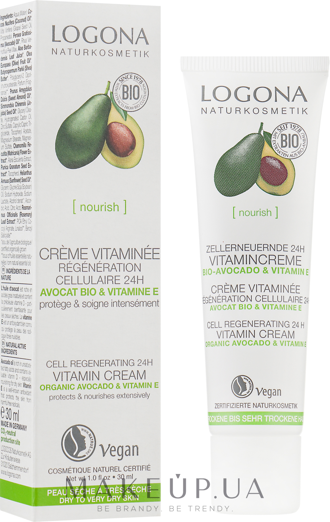 Біокрем вітамінний живильний "Інтенсивна терапія" - Logona Facial Care Vitamin Cream Organic Avocado — фото 30ml