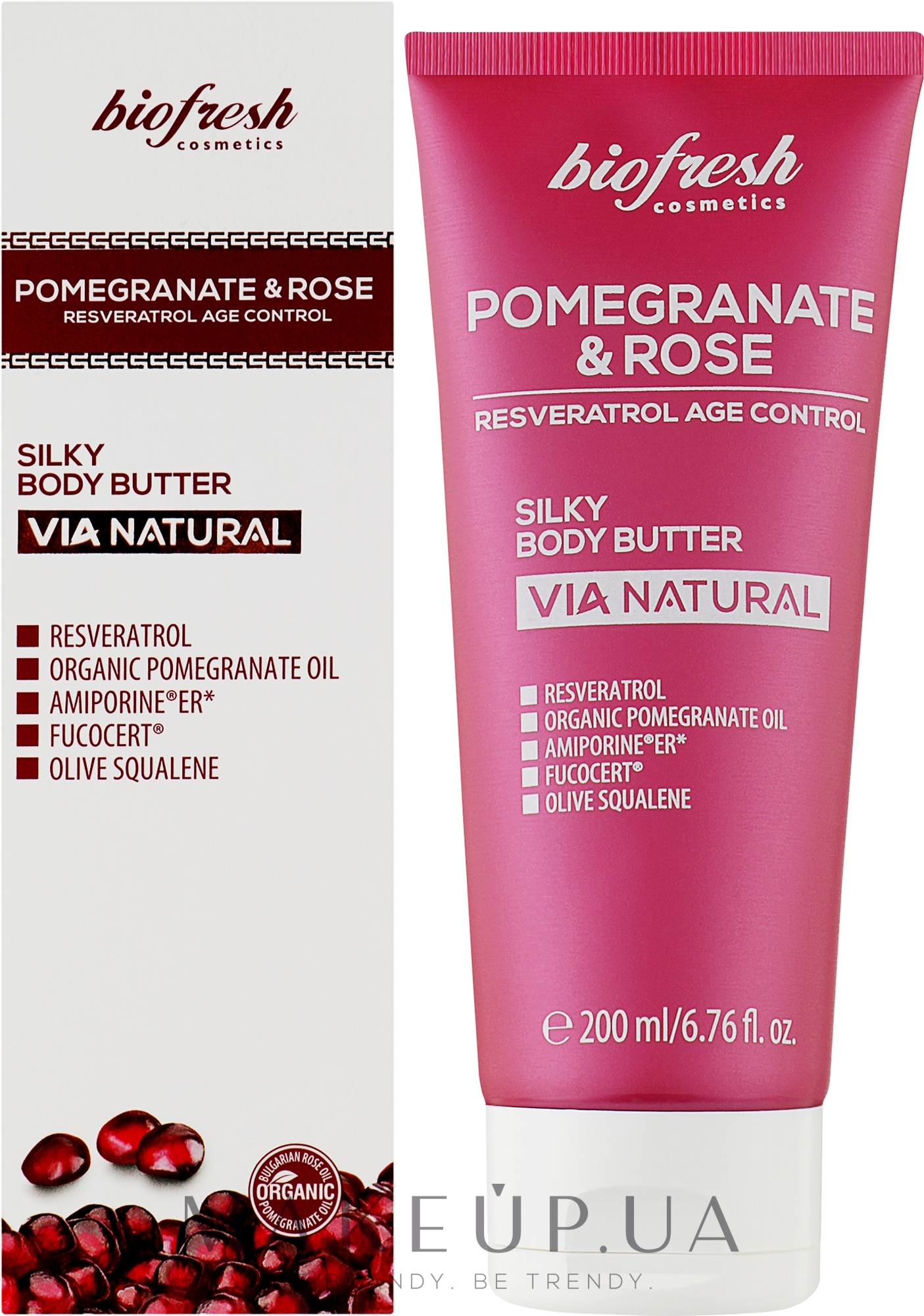 Насыщенный крем-масло для тела - BioFresh Via Natural Pomegranate & Rose Silky Body Butter — фото 200ml