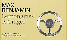 Набір - Max Benjamin Car Fragrance Lemongrass & Ginger Gift Set (dispenser + refill/4pcs) — фото N1