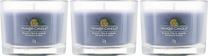 Набор ароматических свечей "Черный чай и лимон" - Yankee Candle Black Tea & Lemon (candle/3x37g) — фото N2