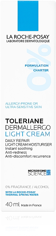 Легкий успокаивающий увлажняющий уход для гиперчувствительной и склонной к аллергии нормальной кожи лица и кожи вокруг глаз - La Roche Posay Toleriane Dermallergo Light Cream — фото N2