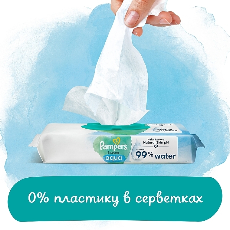 Детские влажные салфетки, 4x48 шт. - Pampers Harmonie Aqua Baby Wipes — фото N4