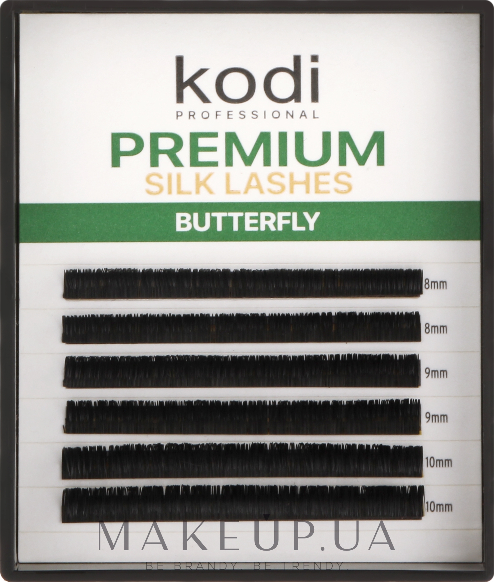 Накладные ресницы Butterfly Green D 0.15 (6 рядов: 8/9/10) - Kodi Professional — фото 1уп