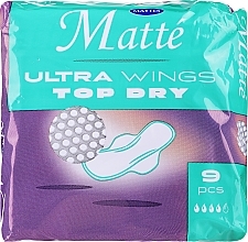 Прокладки гігієнічні з крильцями, 9 шт. - Mattes Ultra Wings Top Dry — фото N1