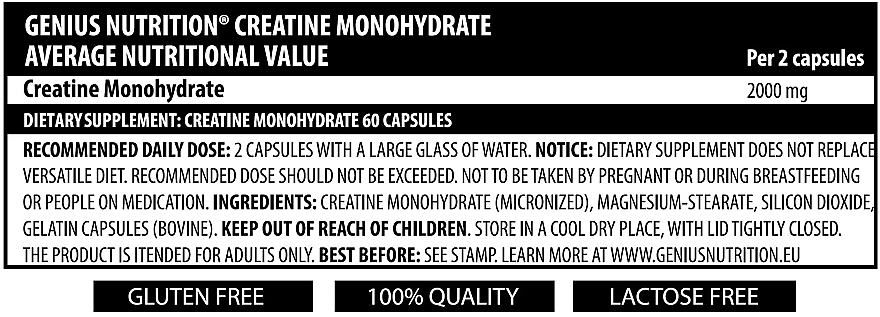 Пищевая добавка "Креатин моногидрат", в капсулах - Genius Nutrition Creatine Monohydrate — фото N2