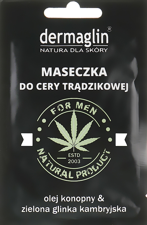 Маска для мужчин с конопляным маслом и зеленой глиной - Dermaglin For Men Natural Product — фото N1