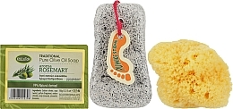 Парфумерія, косметика Набір, мило з ароматом розмарину - Kalliston (soap/100g + stone/1pcs + sponge/1pcs)
