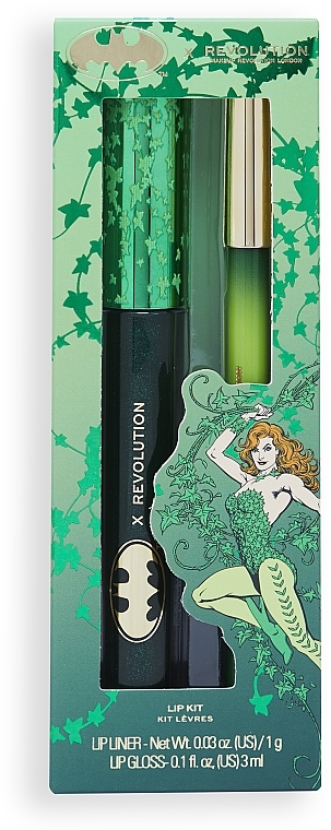 Набор - Makeup Revolution X DC Lucky Kiss Poison Ivy Lip Kit (lip/gloss/3 ml + lip/liner/1 g) — фото N1