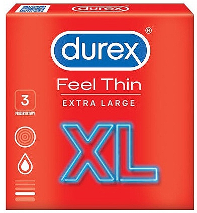 Презервативи, 3 шт. - Durex Feel Thin XL — фото N1