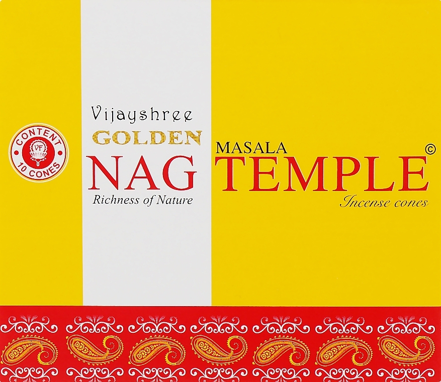 Благовония конусы "Храм" - Vijayshree Golden Nag Templ Incense Cones — фото N1