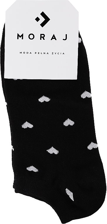 Женские короткие носки в сердечки, 1 пара, черные - Moraj — фото N1