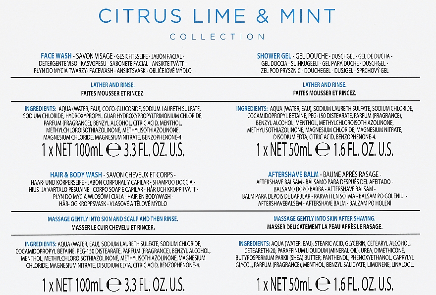 Набор - Baylis & Harding Citrus Lime & Mint Set (wosh/100ml + sh/100ml + aft/sh/balm/50ml + sh/gel/50ml) — фото N3