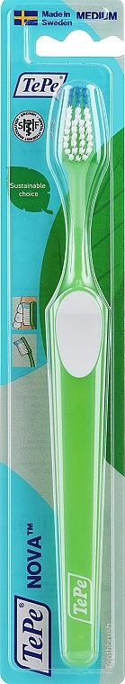 Зубная щетка, зеленая - TePe Medium Nova Toothbrush — фото N1