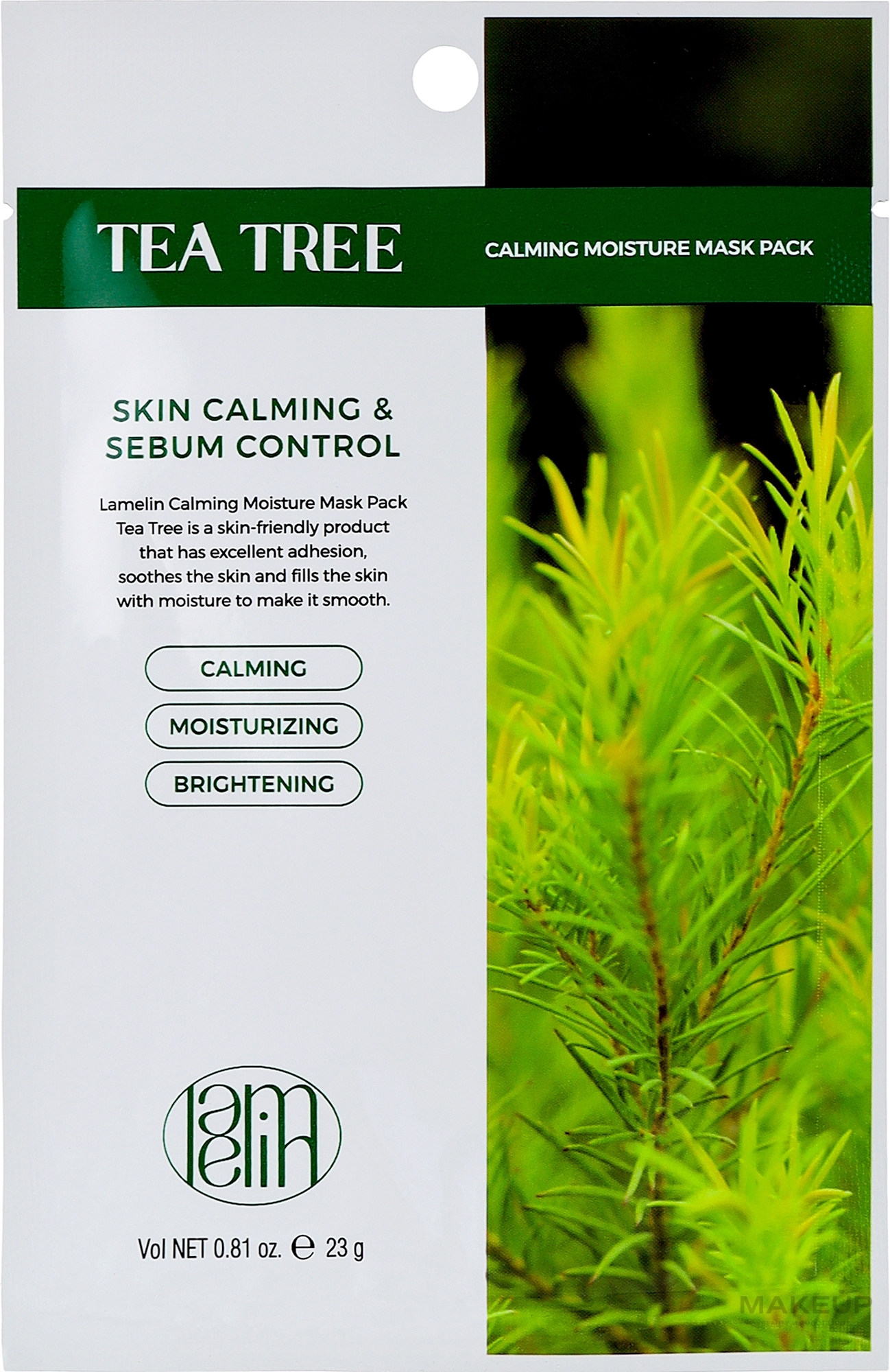 Тканинна маска для обличчя з чайним деревом - Lamelin Calming Moisture Mask Pack Tea Tree — фото 23ml