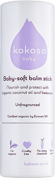 Дитячий захисний бальзам без запаху - Kokoso Baby Baby-Soft Balm Stick — фото N1