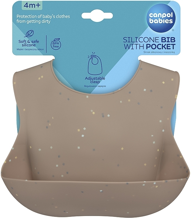 Слюнявчик силиконовый с карманом "Dots", бежевый - Canpol Babies — фото N2