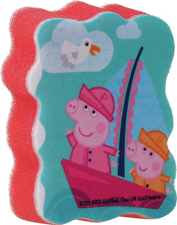 Мочалка банна дитяча "Свинка Пеппа", прогулянка морем, червона - Suavipiel — фото N1