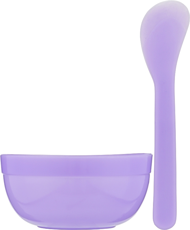 Пластикова мисочка для косметичних продуктів CS097VM, d 13, з лопаткою, фіолетова - Cosmo Shop — фото N2