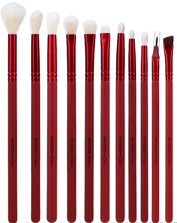 Набір пензлів для макіяжу, 11 шт. - Eigshow Jade Series Red Agate Eye Brush Set — фото N3