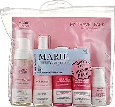 Дорожний набір для сухої та нормальної шкіри - Marie Fresh Cosmetics Travel Set For Dry Skin (f/foam/50ml + f/ton/50ml + h/shm/50ml + h/cond/50ml + f/cr/5ml) — фото N5