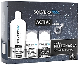 Духи, Парфюмерия, косметика Набор - Solverx Men Active (ash/balm/50 ml + f/cr/50 ml + sh/gel/400 ml)