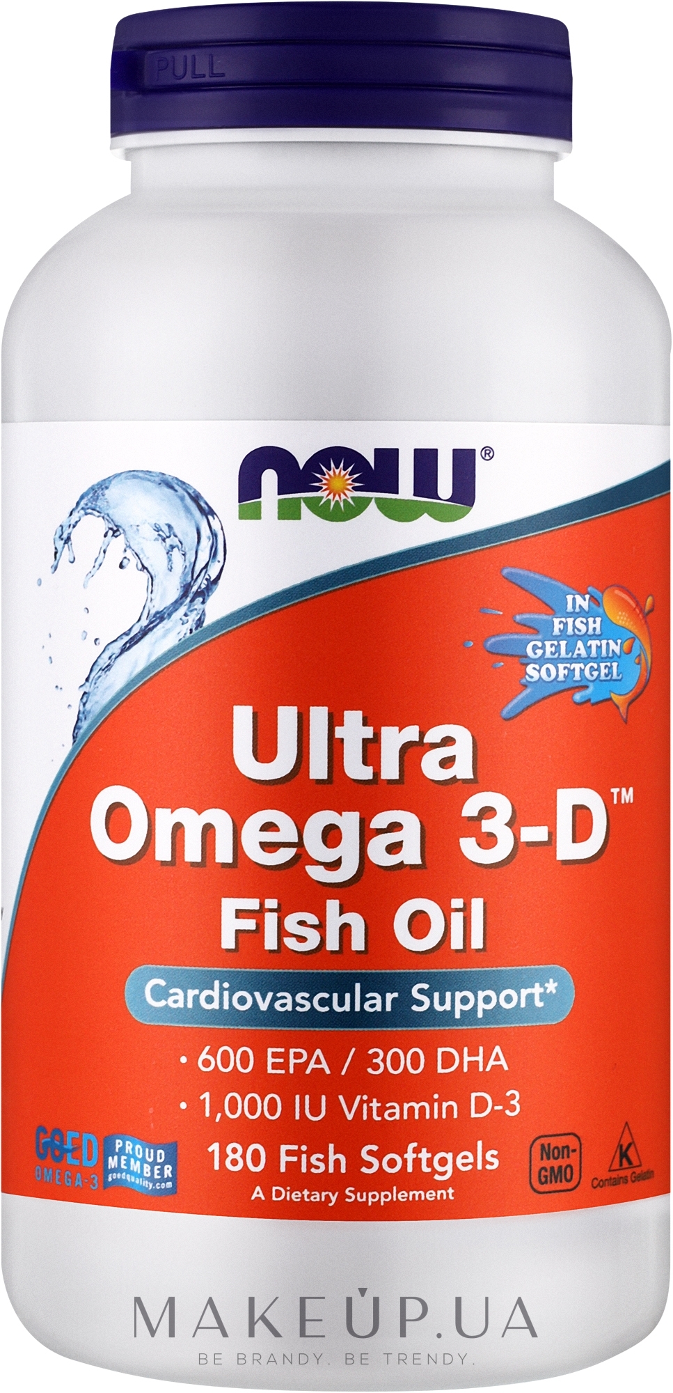 Жирні кислоти Omega 3-D - Now Foods Ultra Omega 3-D with Vitamin D-3 Fish Softgels — фото 180шт