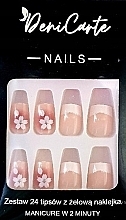 Духи, Парфюмерия, косметика Типсы белые цветы квадрат, 24 шт - Deni Carte Nails 7189