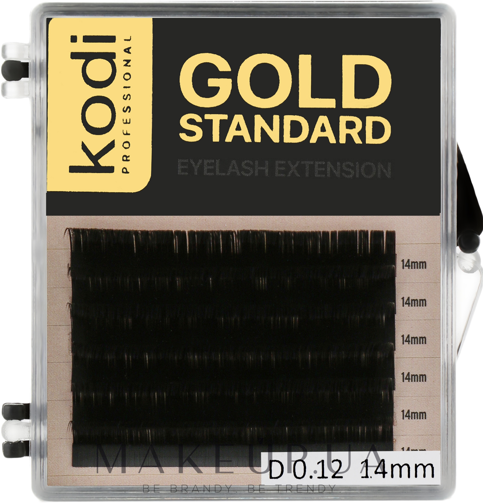 Накладні вії Gold Standart D 0.12 (6 рядів: 14 мм) - Kodi Professional — фото 1уп