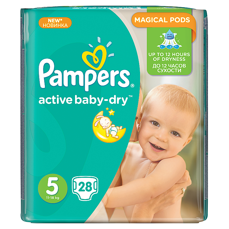 Подгузники Active Baby-Dry Размер 5 (Junior) 11-18 кг, 28 шт. - Pampers — фото N2