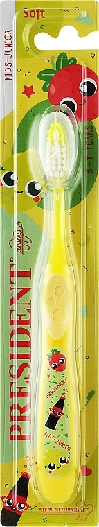 Дитяча зубна щітка "Kids Junior", жовта - PresiDENT Kids Junior Soft — фото N1