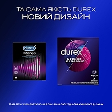 Презервативы латексные с силиконовой смазкой рельефные, со стимулирующим гелем-смазкой, 3 шт - Durex Intense Orgasmic — фото N4