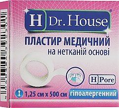 Медичний пластир на нетканевій основі, 1.25 х 500 см - H Dr. House — фото N1